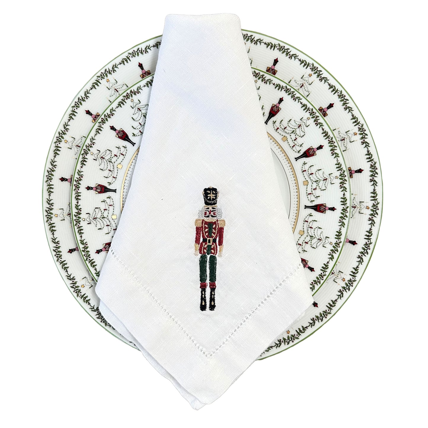 Sferra Dinner Napkins with Embroidered Nutracker