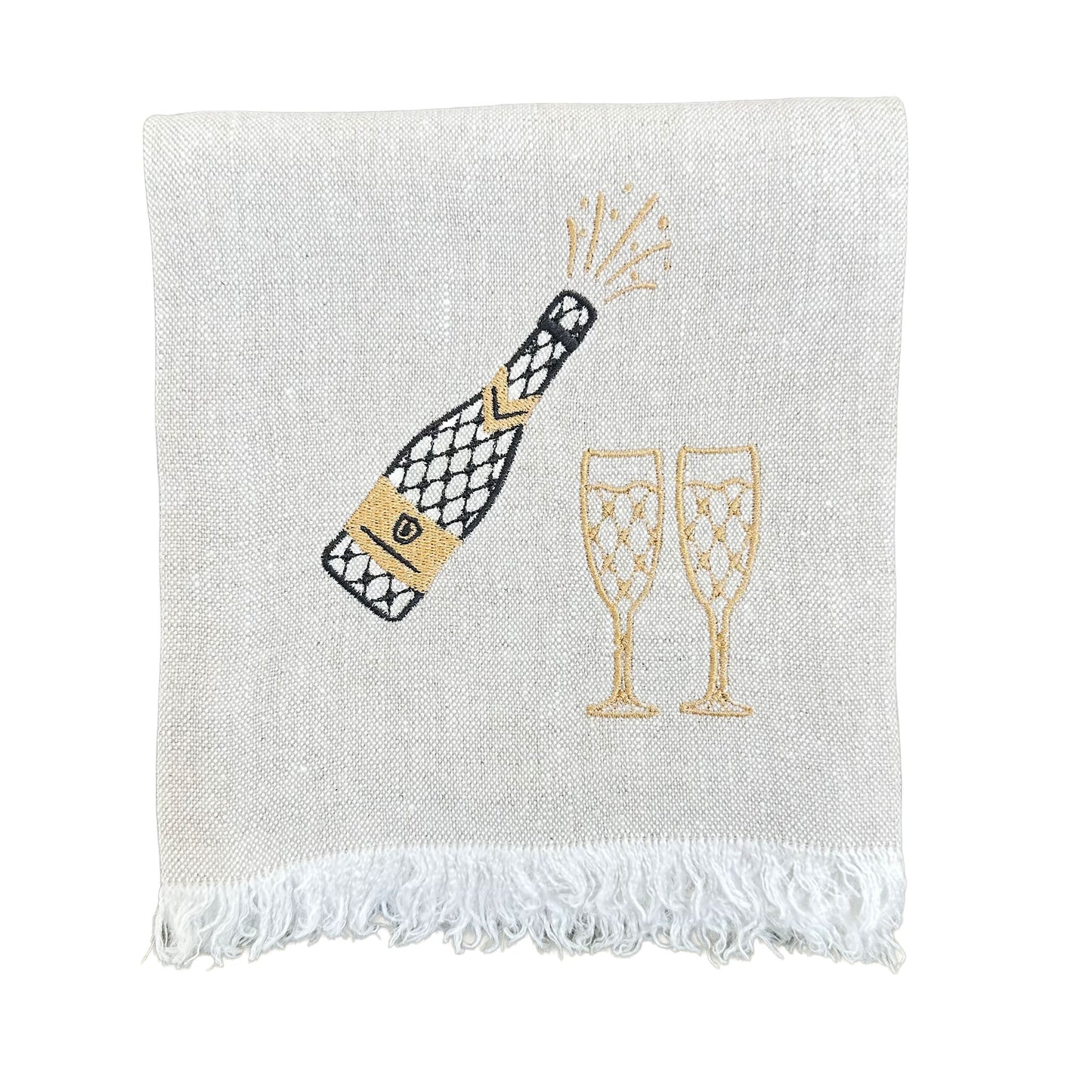 Linen Tea Towel, Champagne Toasting