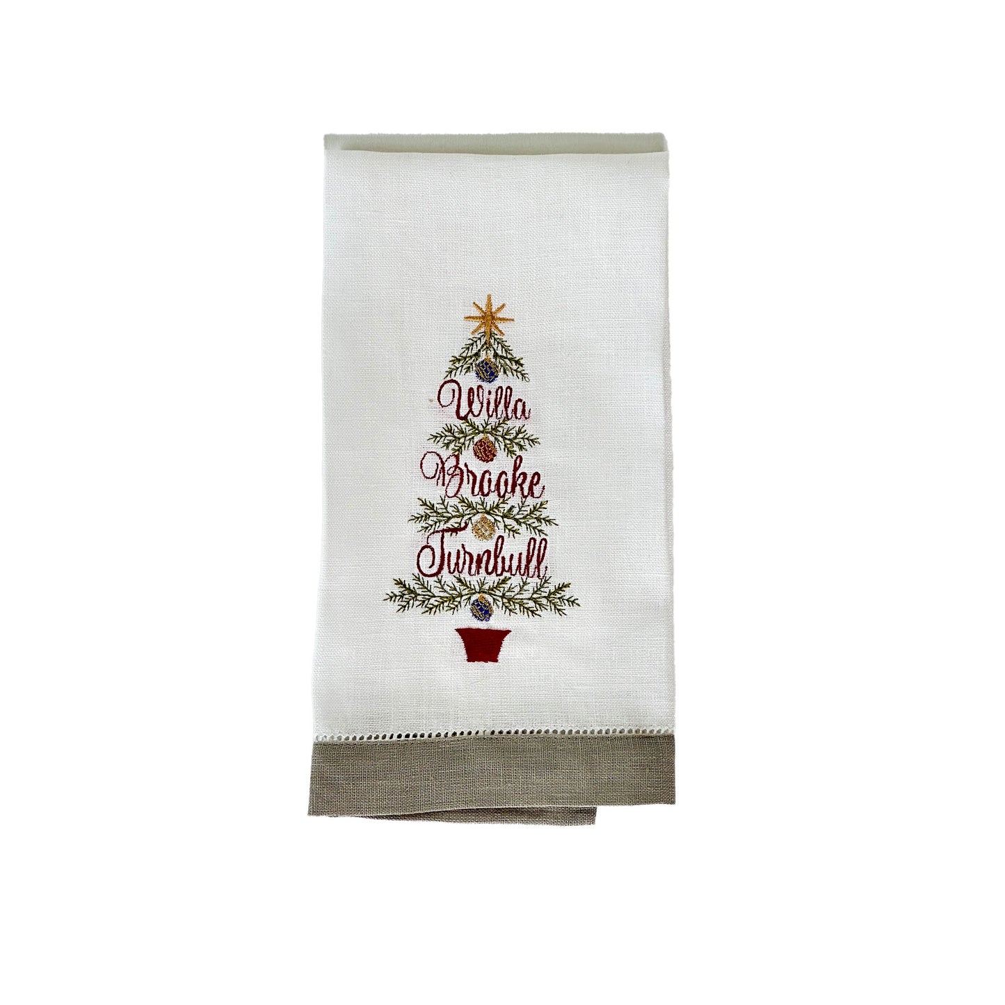 Sferra Linen Guest Towel, holiday family tree