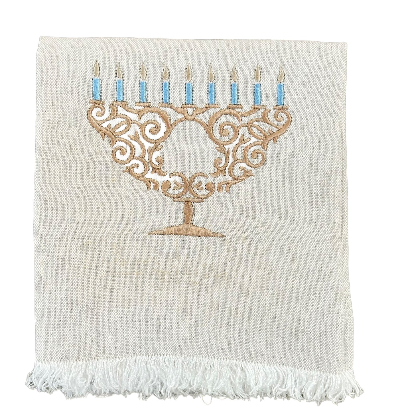 Linen Tea Towel, Menorah